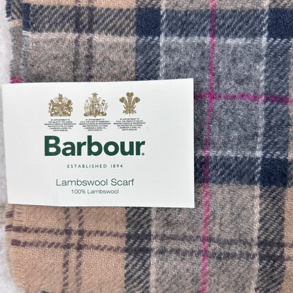Barbour Tartan Lambswool Scarf Outdoors Hiking Work Wool Plaid Cabincore Country